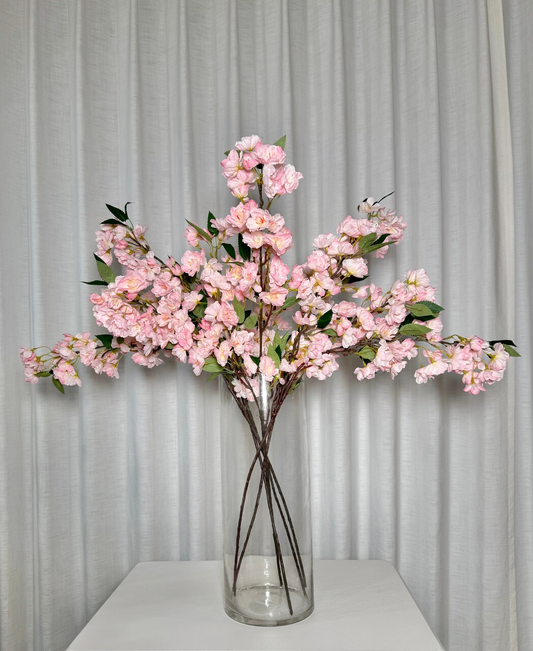 Sakura Pink Artificial Cherry Blossom 34” Bundle of 3 Faux Silk Cherry Blossom Branches for Home, Wedding, Event & Spring Décor | Realistic Japanese Flower Stems